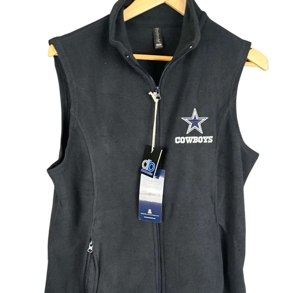 Dallas Cowboys Dunbrooke Fleece Vest Mens Large Black Full Zip NFL New With Tags